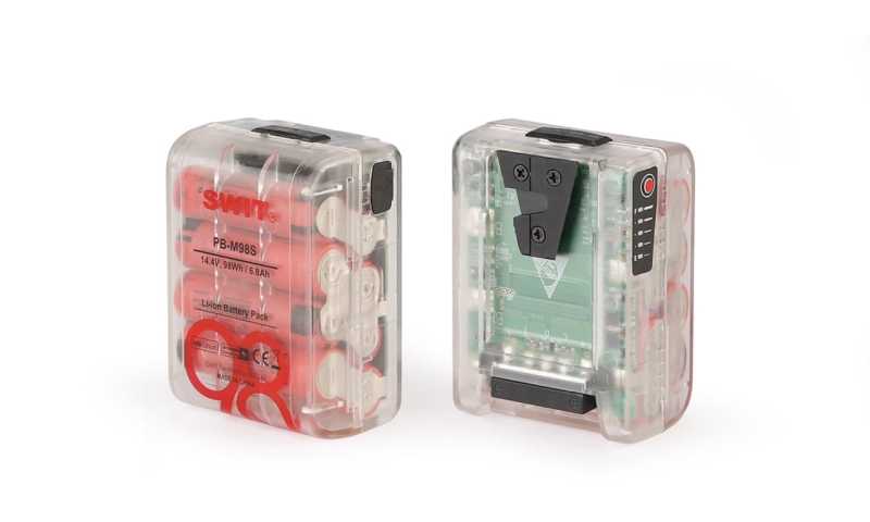 V-Mount SWIT PB-M98SE, transparent, super-small-size Li-Ion Akku 98Wh 14,4V 6,8A mit D-Tap USB OUT V-Mount SWIT PB-M98SE, transparent, super-small-size Li-Ion Akku 98Wh 14,4V 6,8A mit D-Tap USB OUT